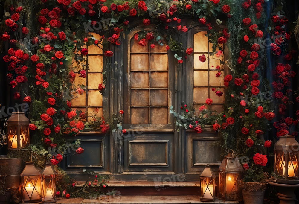 Kate Valentine's Day Rosewood Door Candle At Night Backdrop Designed by Emetselch