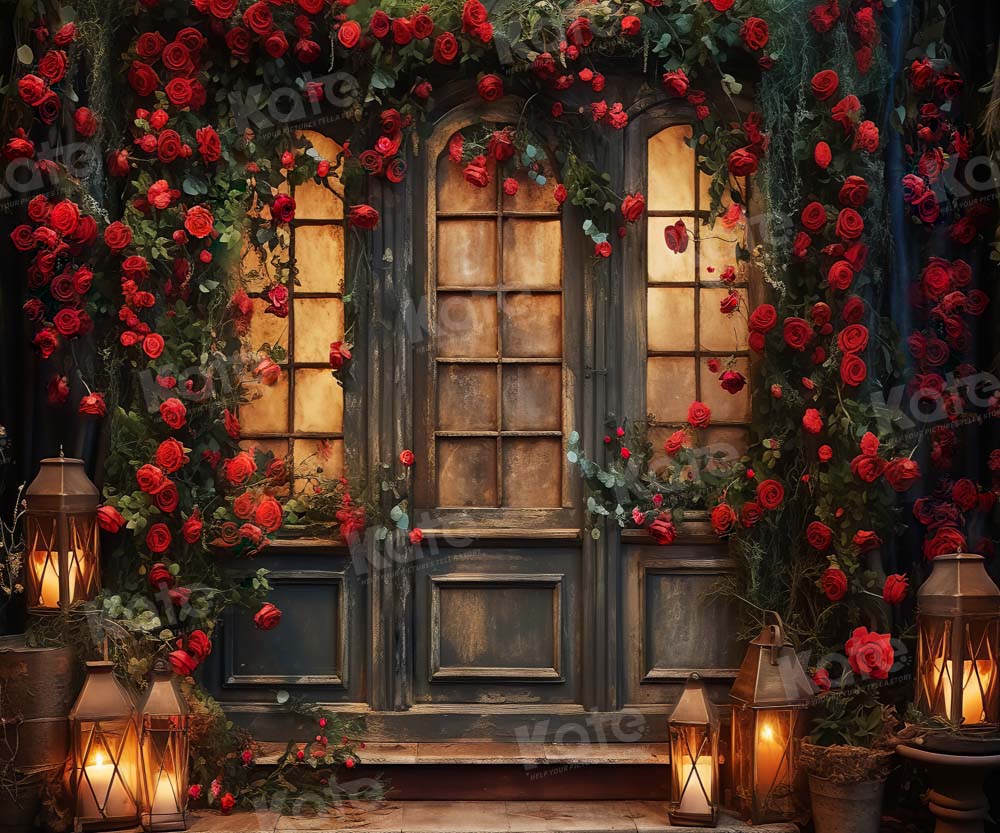 Kate Valentine's Day Rosewood Door Candle At Night Backdrop Designed by Emetselch