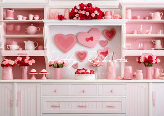 Kate Valentines Day Pink Kitchen Printed Backdrop Designed by Patty Robert