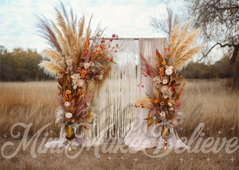 Kate Boho Wedding Arch Fall Autumn Backdrop Designed by Mini MakeBelieve