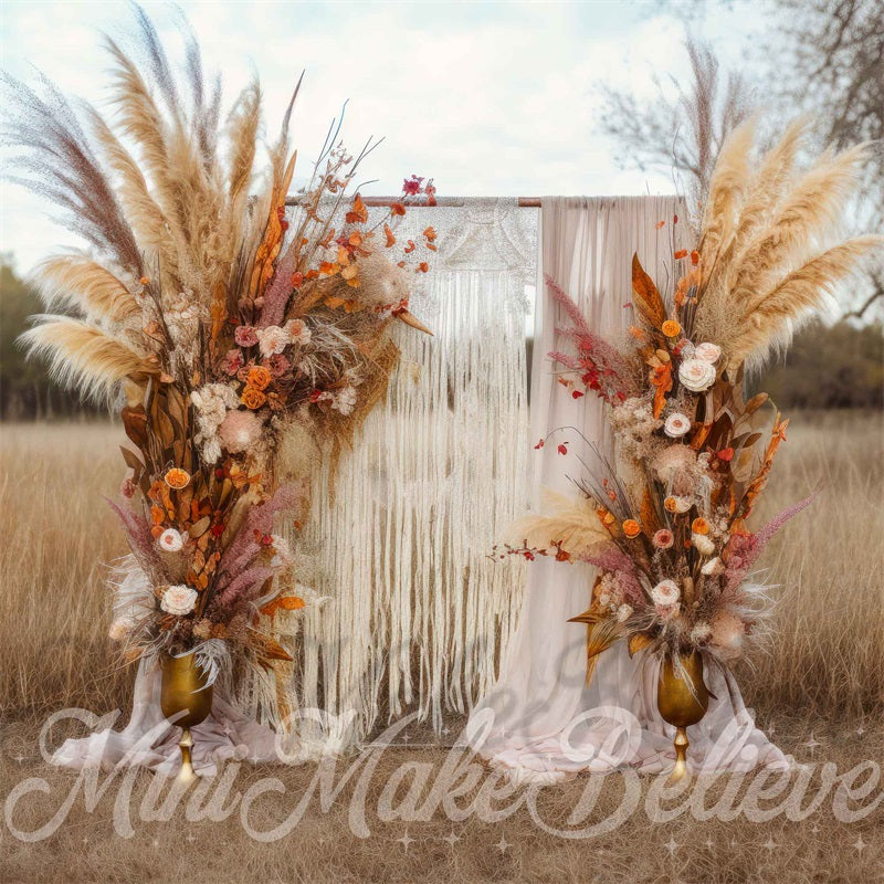 Arco nuziale boho autunnale autunno disegnato da Mini MakeBelieve
