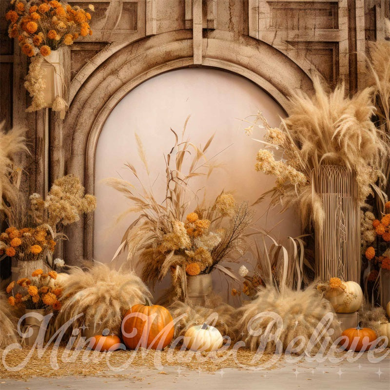 Kate Boho Pumpkins Arch Wall Thanksgiving Backdrop Designed by Mini MakeBelieve