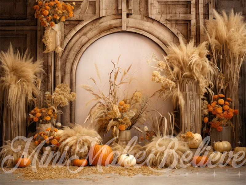 Kate Boho Pumpkins Arch Wall Thanksgiving Backdrop Designed by Mini MakeBelieve