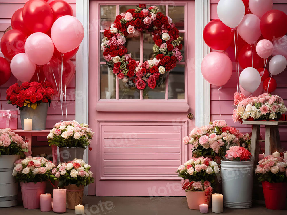 Kate Valentine's Day Pink Flower Balloons Backdrop Designed by Chain Photography