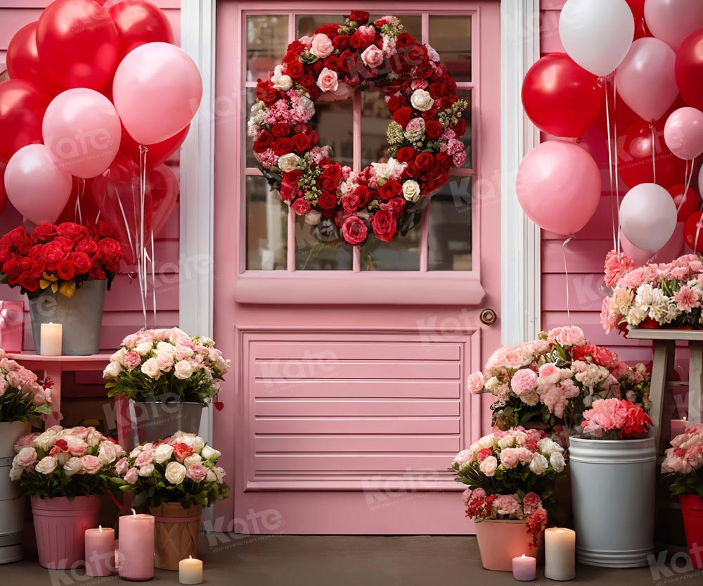 Kate Valentine's Day Pink Flower Balloons Backdrop Designed by Chain Photography