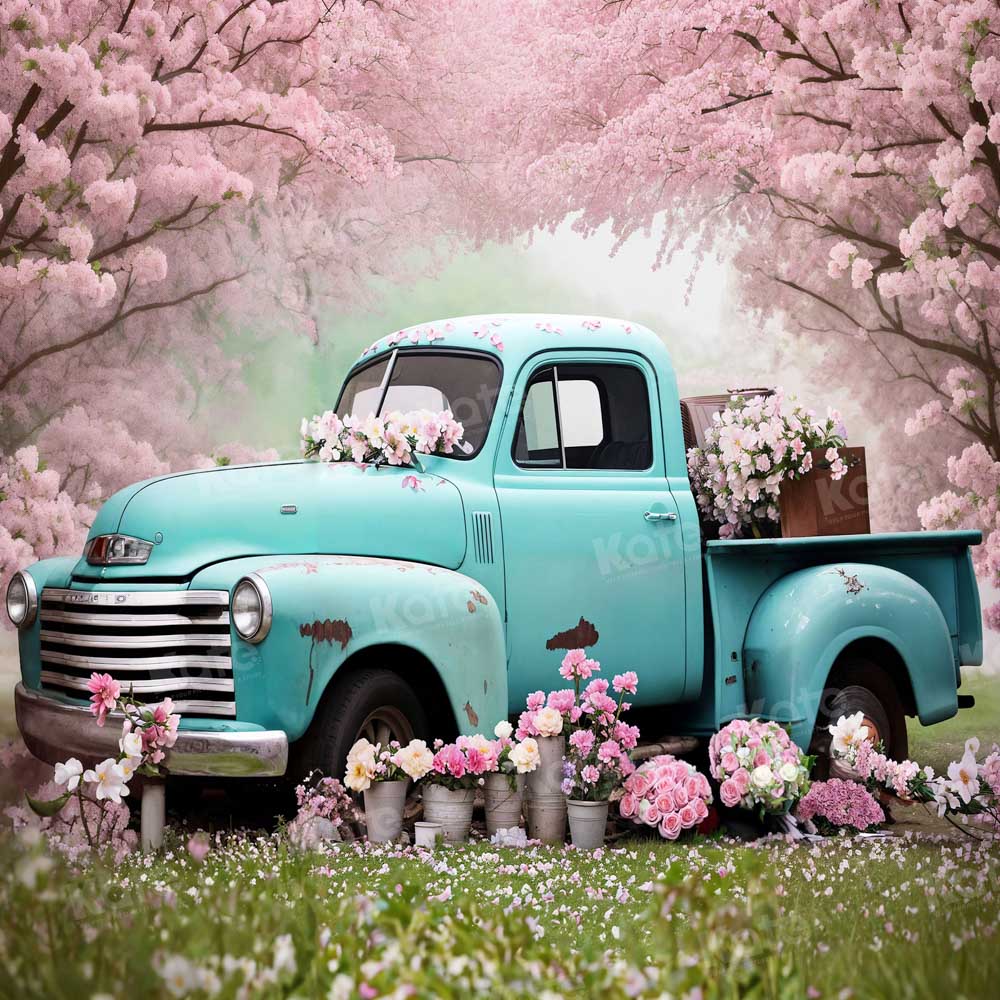 Kate Spring Flowers Woods Truck Backdrop Designed by Chain Photography
