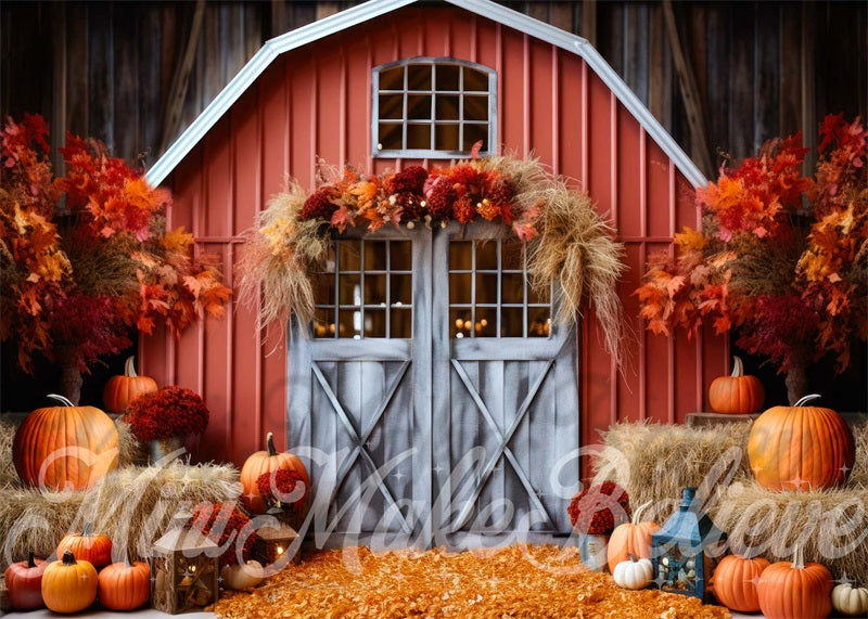 Kate Thanksgiving Fall Autum Barn Backdrop Designed by Mini MakeBelieve
