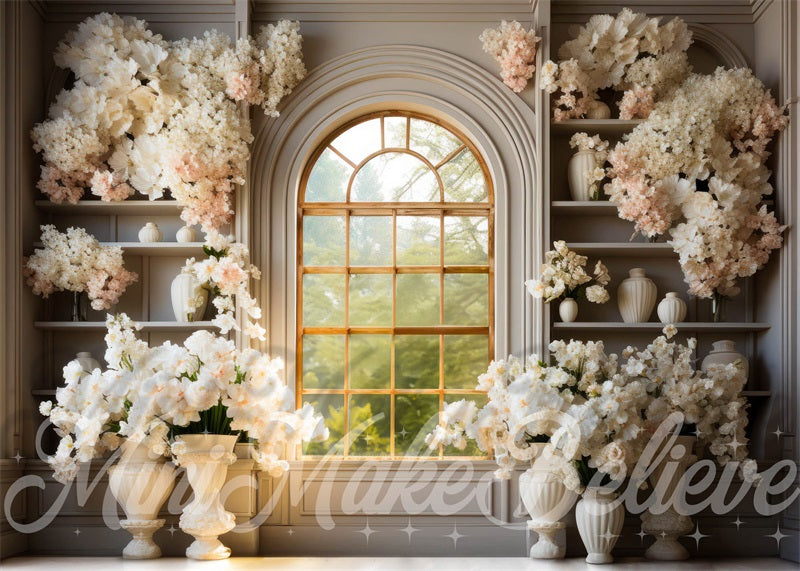 Elegant Floral Arch Window Backdrop
