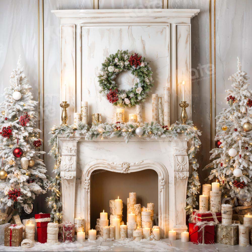 Kate Christmas Tree White Candle Holder Backdrop Designed by Chain Photography
