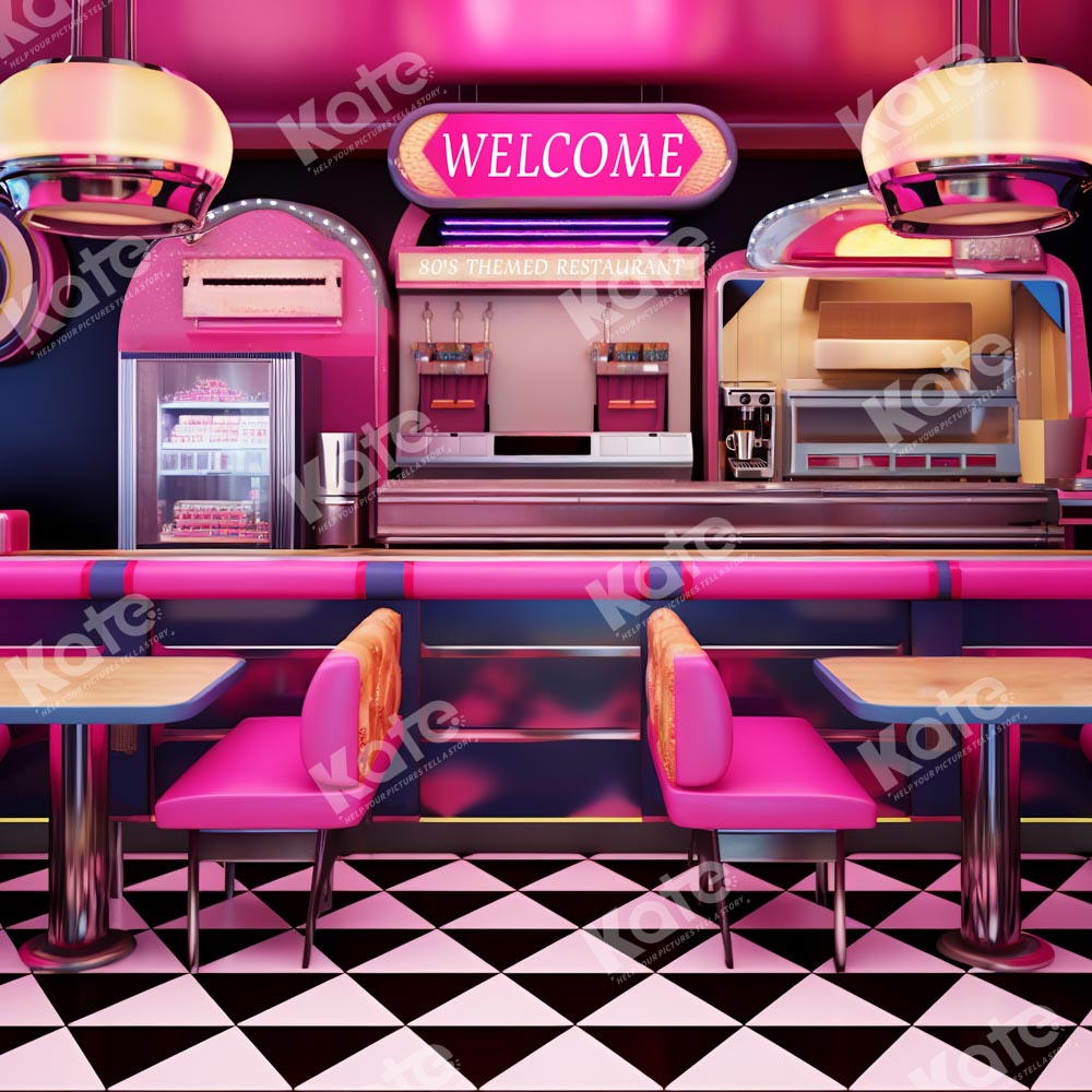 Kate Pink Fashion 80s Themed  Restaurants Backdrop Designed by Emetselch