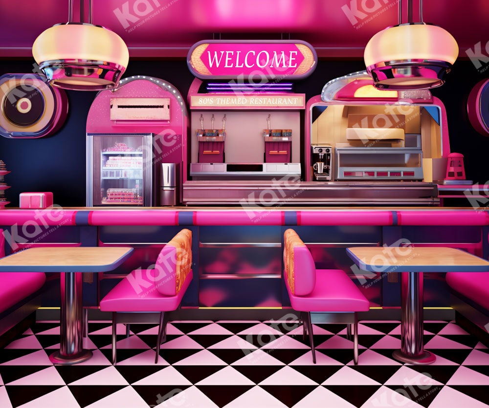 Kate Pink Fashion 80s Themed  Restaurants Backdrop Designed by Emetselch
