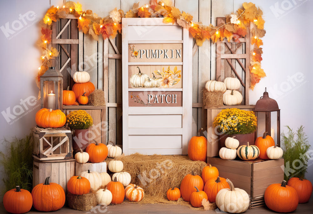 Kate Fall Pumpkin Maple Leaves Backdrop Designed by Chain Photography