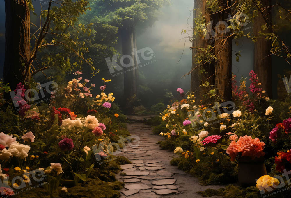 Kate Spring Adventure Forest Flower Path Backdrop Designed by Chain Photography