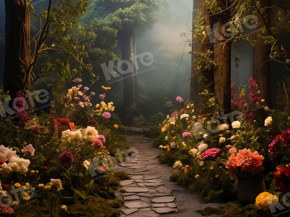 Kate Spring Adventure Forest Flower Path Backdrop Designed by Chain Photography