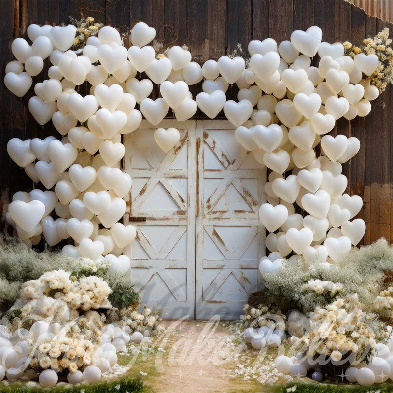 Kate Valentine's Day Barn Door Hearts Backdrop Designed by Mini MakeBelieve