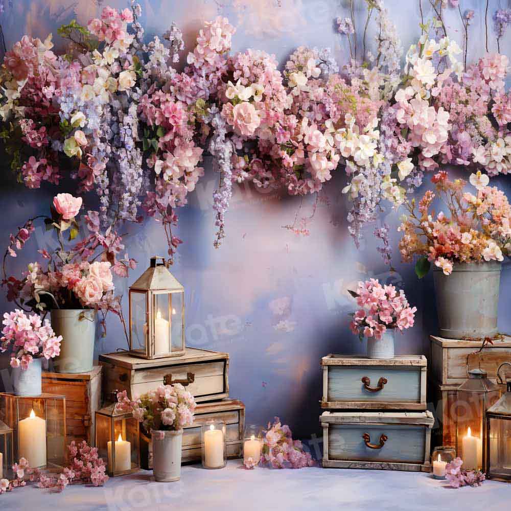 Kate Art Colorful Flowers Candles Backdrop Designed by Emetselch