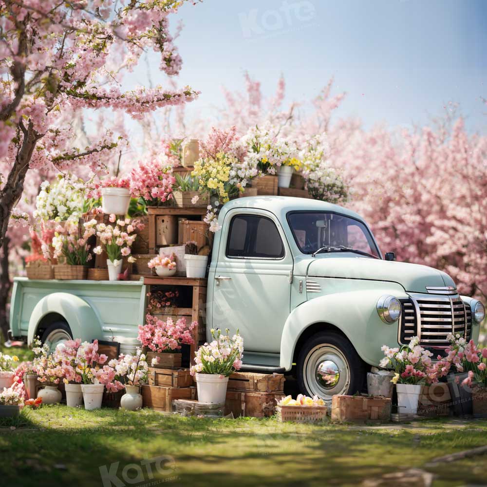 Kate Spring Pink Flowers Truck Backdrop Designed by Emetselch
