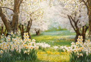 Kate Spring Forest Grass Flowers Printed Backdrop Designed by Emetselch