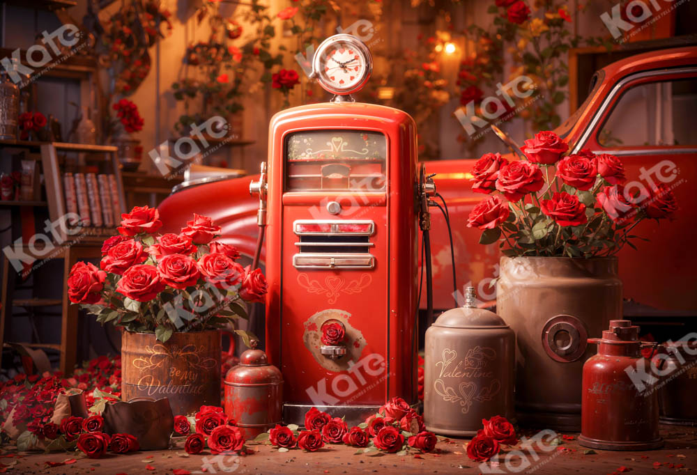 Kate Red Flower Clock Truck Backdrop Designed by Emetselch