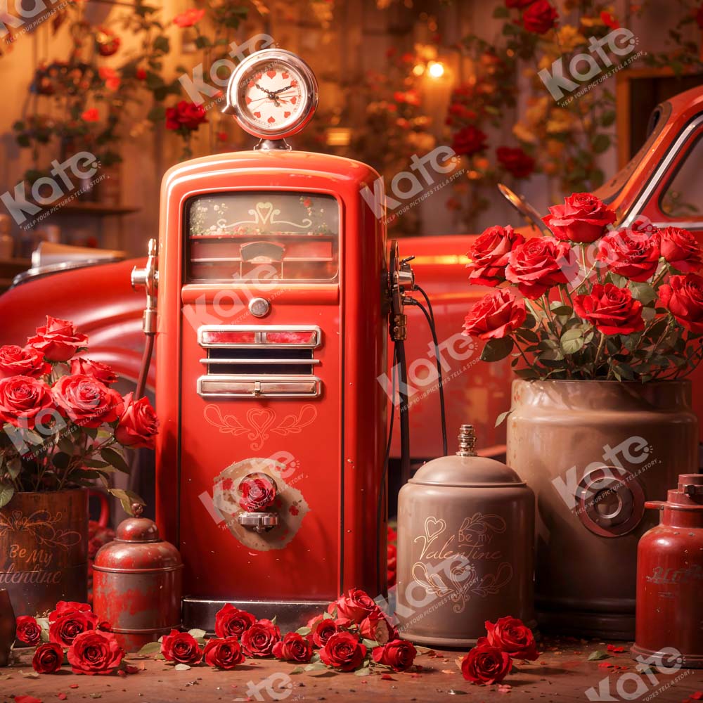 Kate Red Flower Clock Truck Backdrop Designed by Emetselch