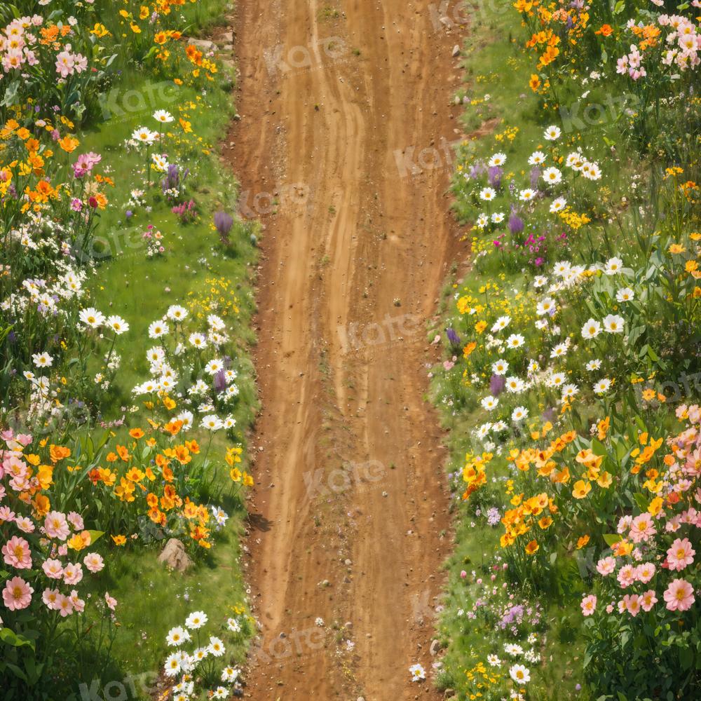 Kate Spring Flowers Field Path Floor Backdrop Designed by Kate Image