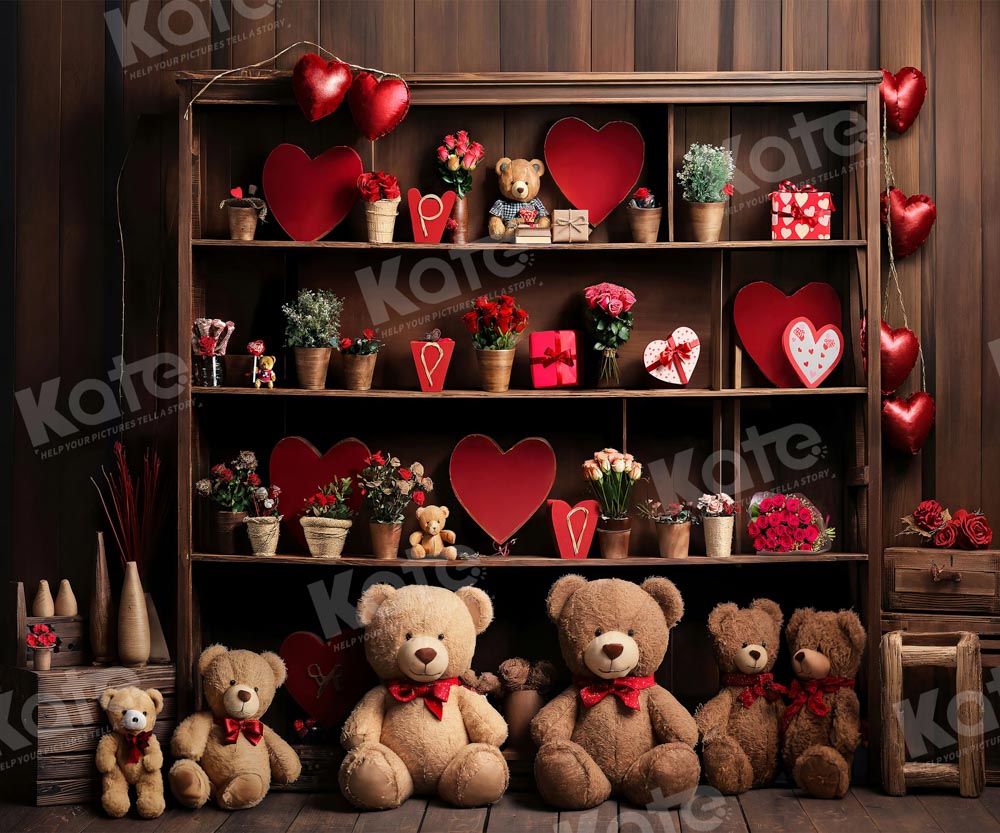 Kate Valentine's Day Bear Gift Stand Backdrop Designed by Emetselch