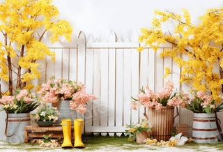 Bloemen Groene Planten Tuinhek Foto Achtergrond Ontworpen door Emetselch