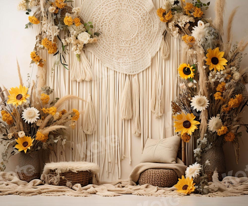 Kate Bohemian Sunflower Wall Decor Backdrop Designed by Emetselch