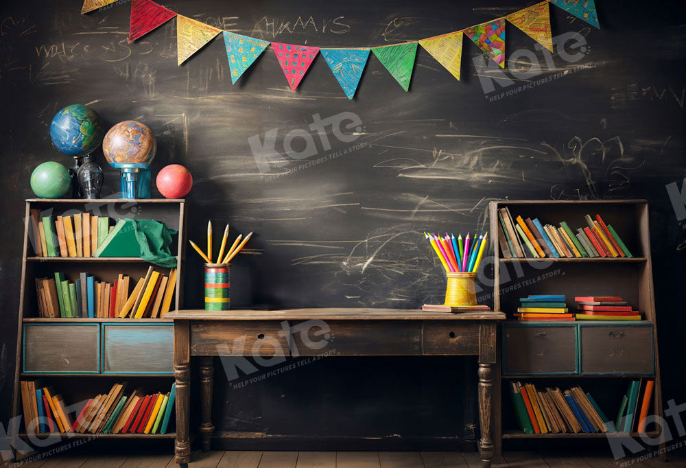 Vintage Classroom Chalkboard Study Backdrop