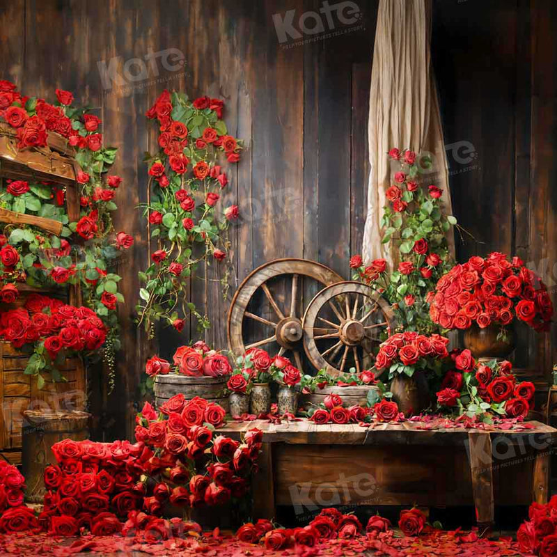 Red Rosed Backdrop Rustic Red Rose Vintage Floral Backdrop