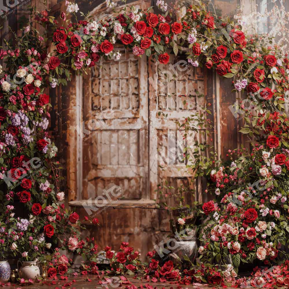 Kate Valentine's Day Rose Wooden Door Backdrop Designed by Emetselch