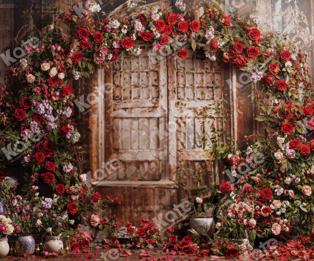 Kate Valentine's Day Rose Wooden Door Backdrop Designed by Emetselch