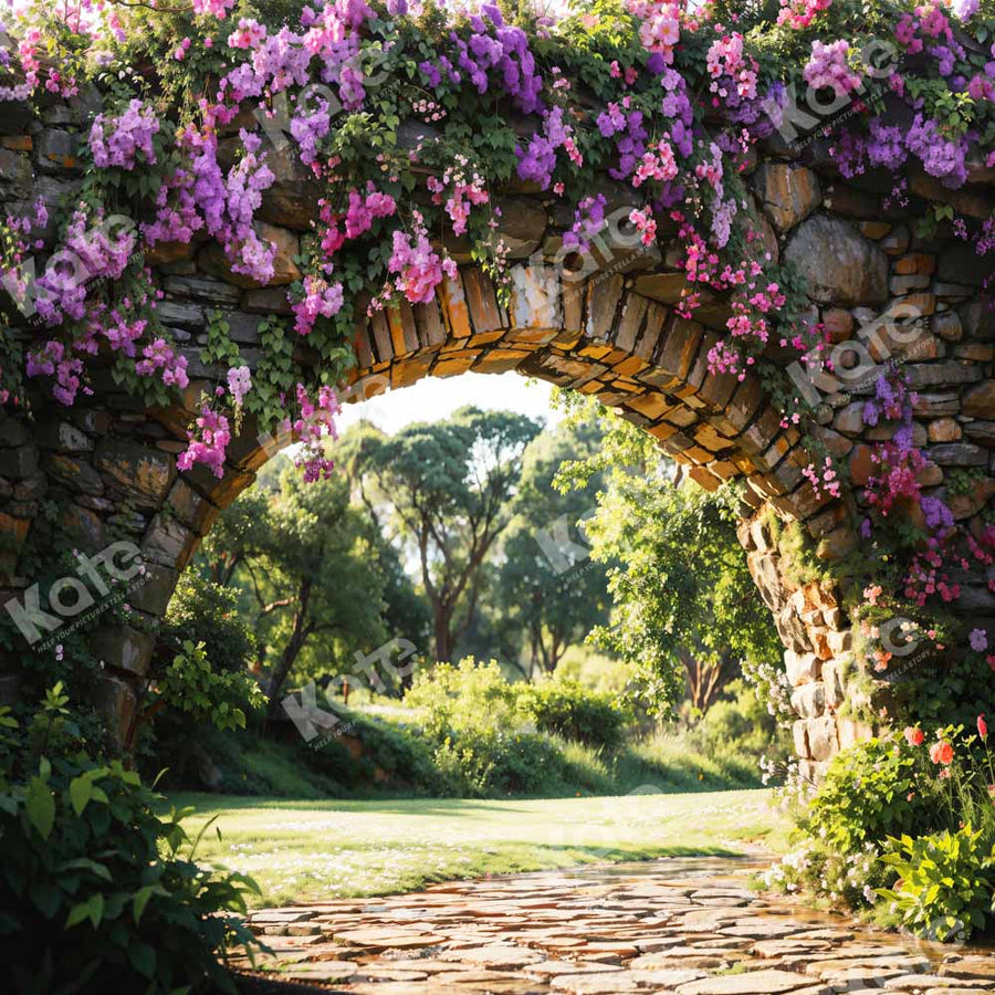 Aperturee Trees Blue Floral Arch Stone Floor Sweep Backdrop main image 1