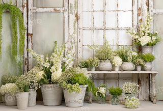 Fondo de pantalla de ventana con flores verdes de primavera diseñado por Emetselch