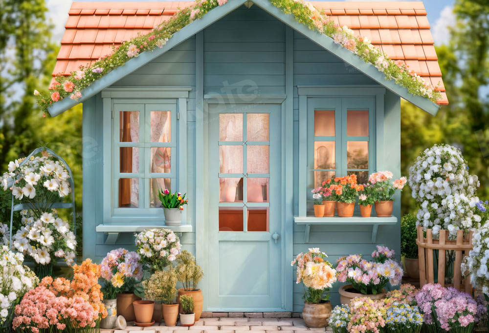 Kate Romantic Cabin With Spring Flowers Backdrop Designed by Chain Photography