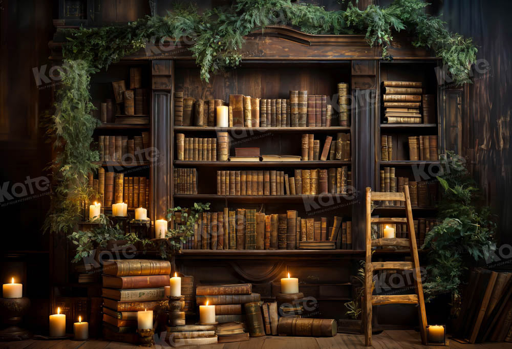 Kate Candle Green Plant Book Room Backdrop Designed by Emetselch