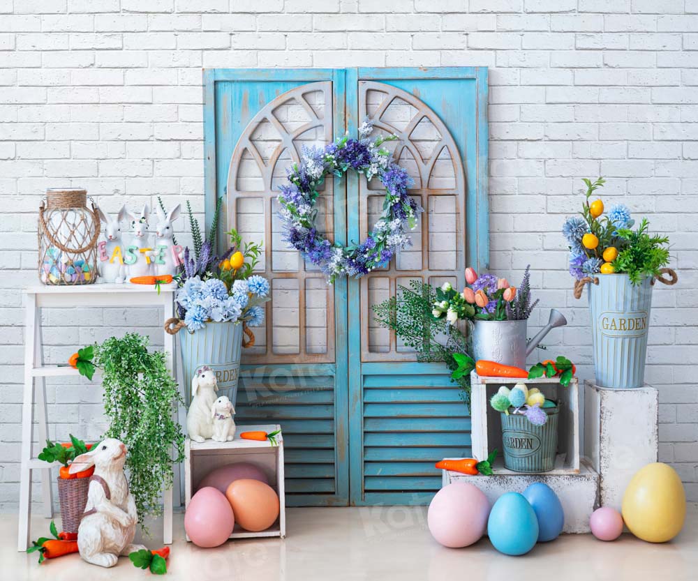 Kate Easter Egg Green Plant Bunny Backdrop Designed by Emetselch