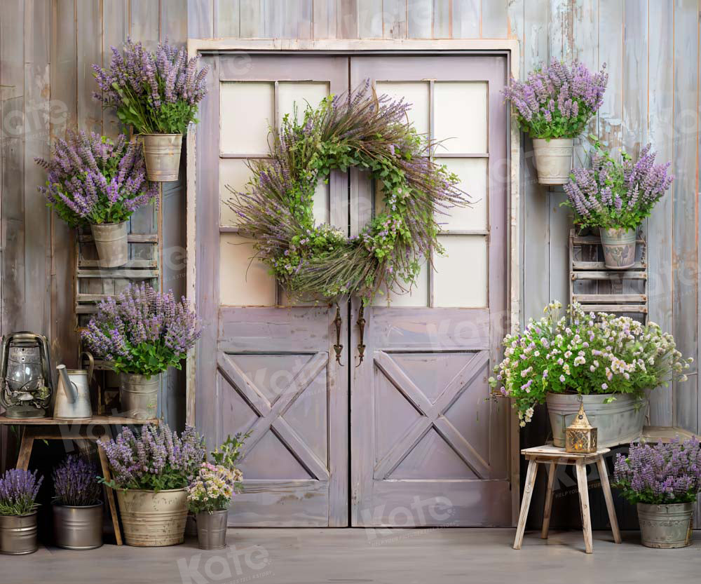 Kate Purple Potted Garland Room Backdrop Designed by Emetselch