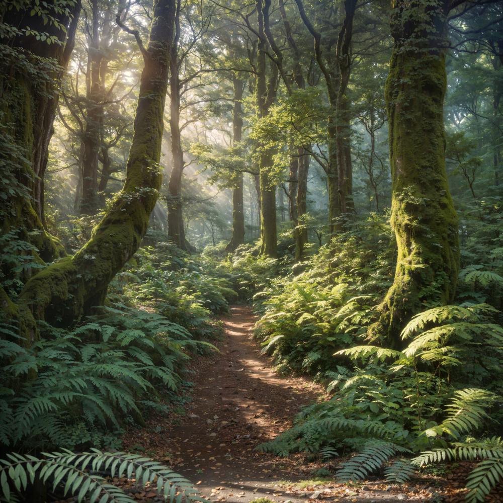 Fondo de aventura en un bosque verde en primavera para fotografía