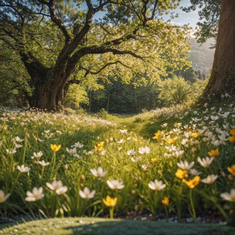 Fondo de prado de flores verdes de primavera para fotografía