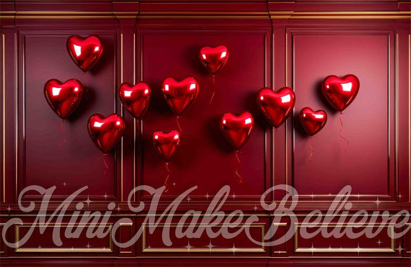 Kate Valentine Red Hearts Red Wall Backdrop Designed by Mini MakeBelieve