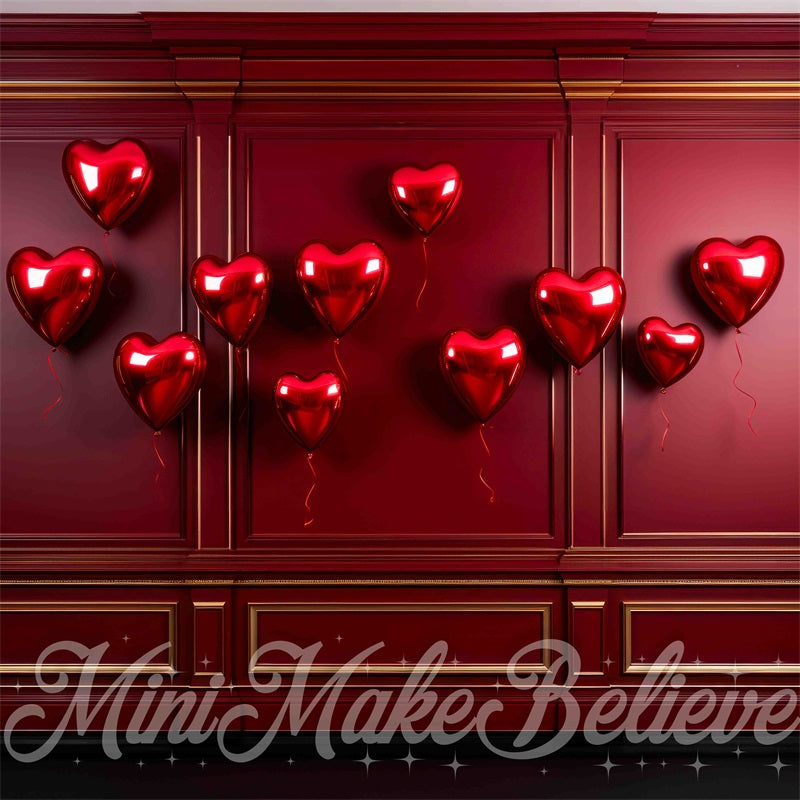 Kate Valentine Red Hearts Red Wall Backdrop Designed by Mini MakeBelieve