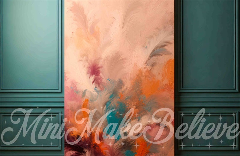 Kate Colorful Dualtone Painting Teal Wall Backdrop Designed by Mini MakeBelieve