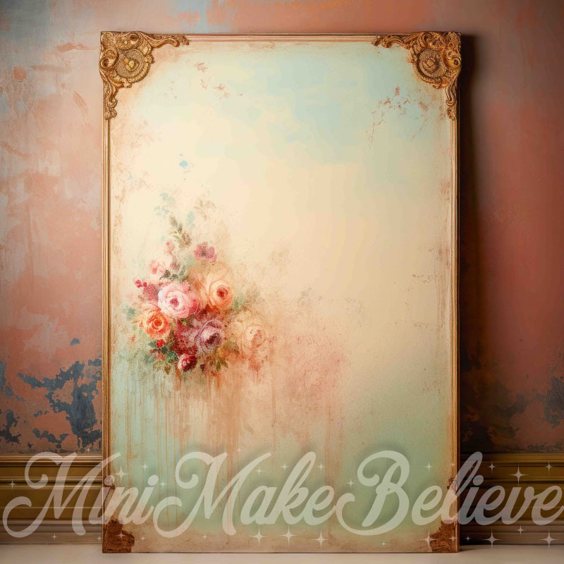 Kate Fine Art Dualtone Wall Trim Painted Roses Backdrop Designed by Mini MakeBelieve