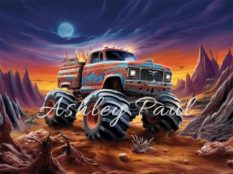 Kate Outdoor Sunset Hill Off-Road Vehicle Backdrop Designed by Ashley Paul