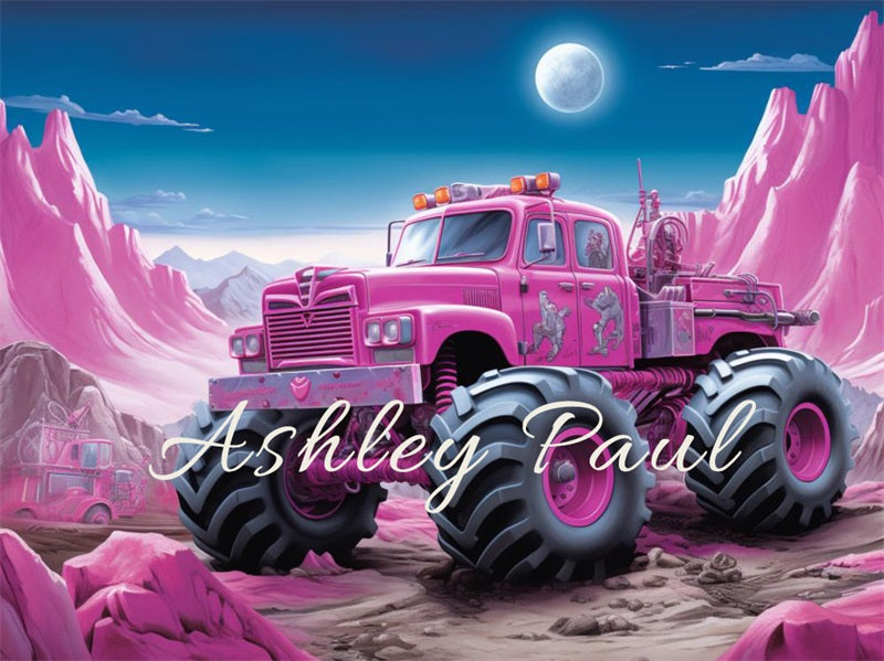 Kate Pink Hill Off-Road Vehicle Backdrop Designed by Ashley Paul