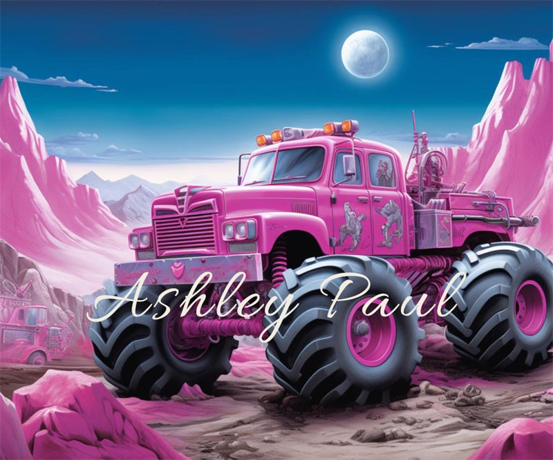 Kate Pink Hill Off-Road Vehicle Backdrop Designed by Ashley Paul