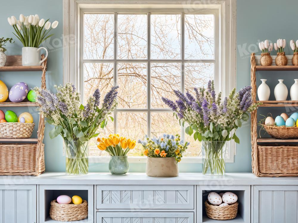Kate Easter Eggs Flowers Window Backdrop Designed by Emetselch