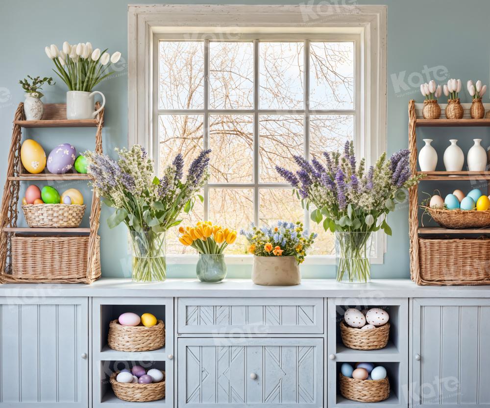 Kate Easter Eggs Flowers Window Backdrop Designed by Emetselch