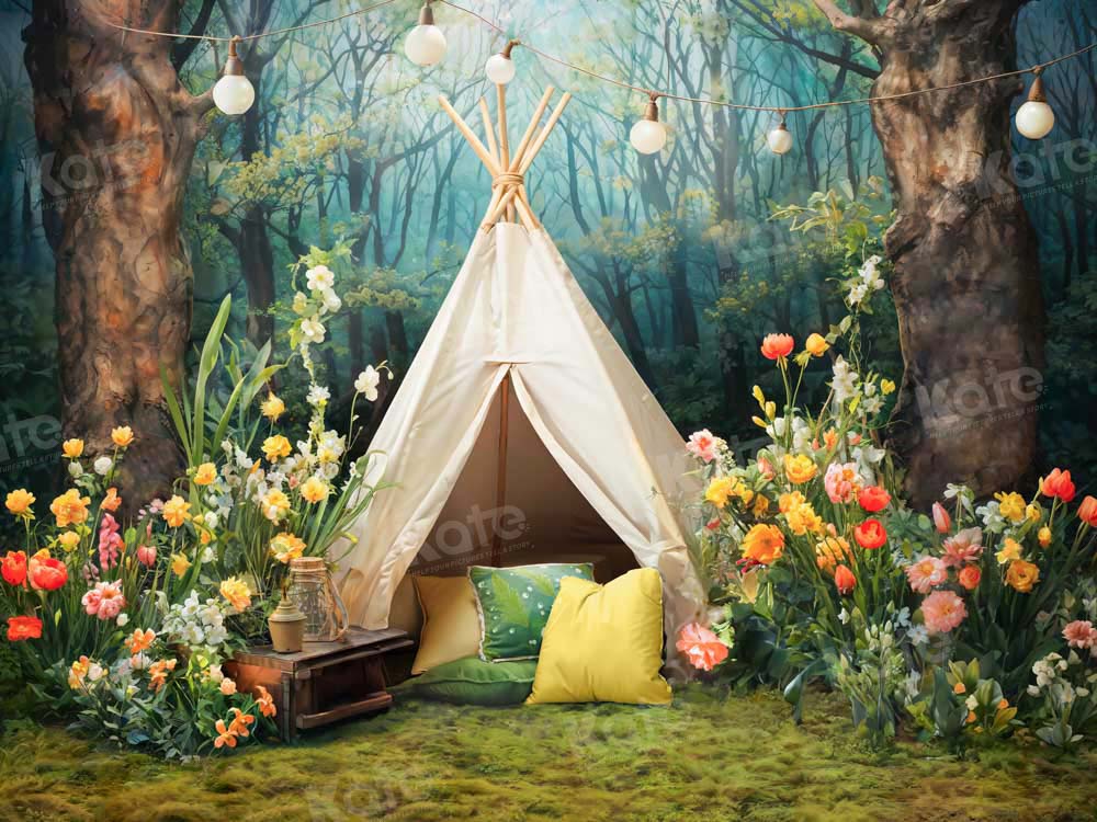 Kate Spring Wild Flowers Forest Tent Backdrop Designed by Emetselch